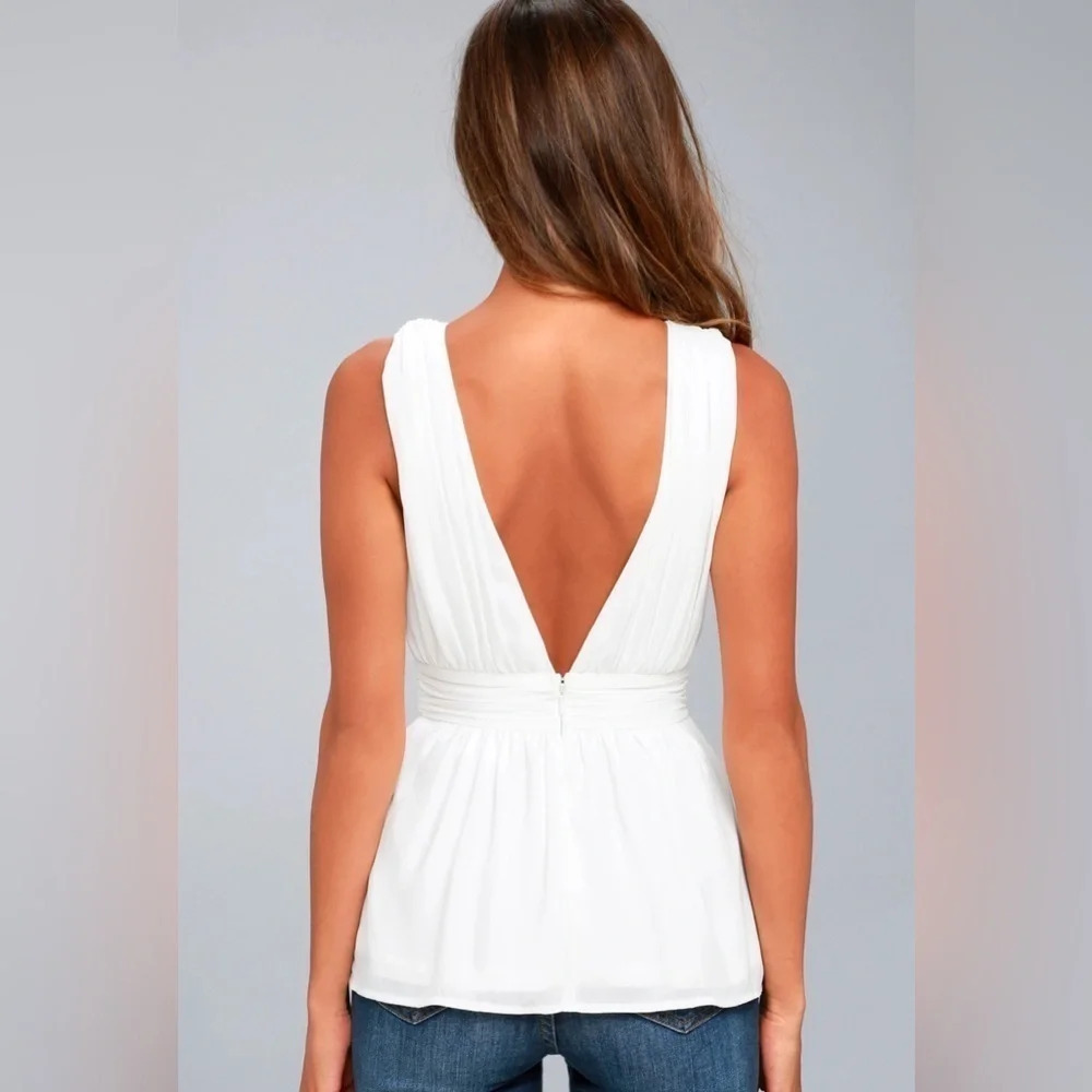 LULUS My Joy White Peplum Top Sz S - Picture 2 of 11